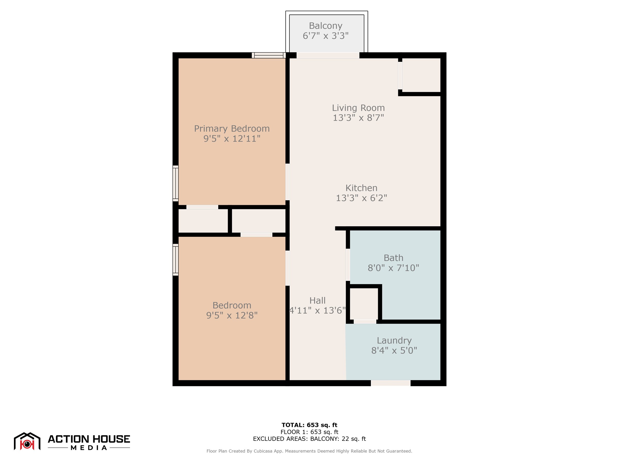 2 bedrooms · 1 bathroom · Floors 1–4