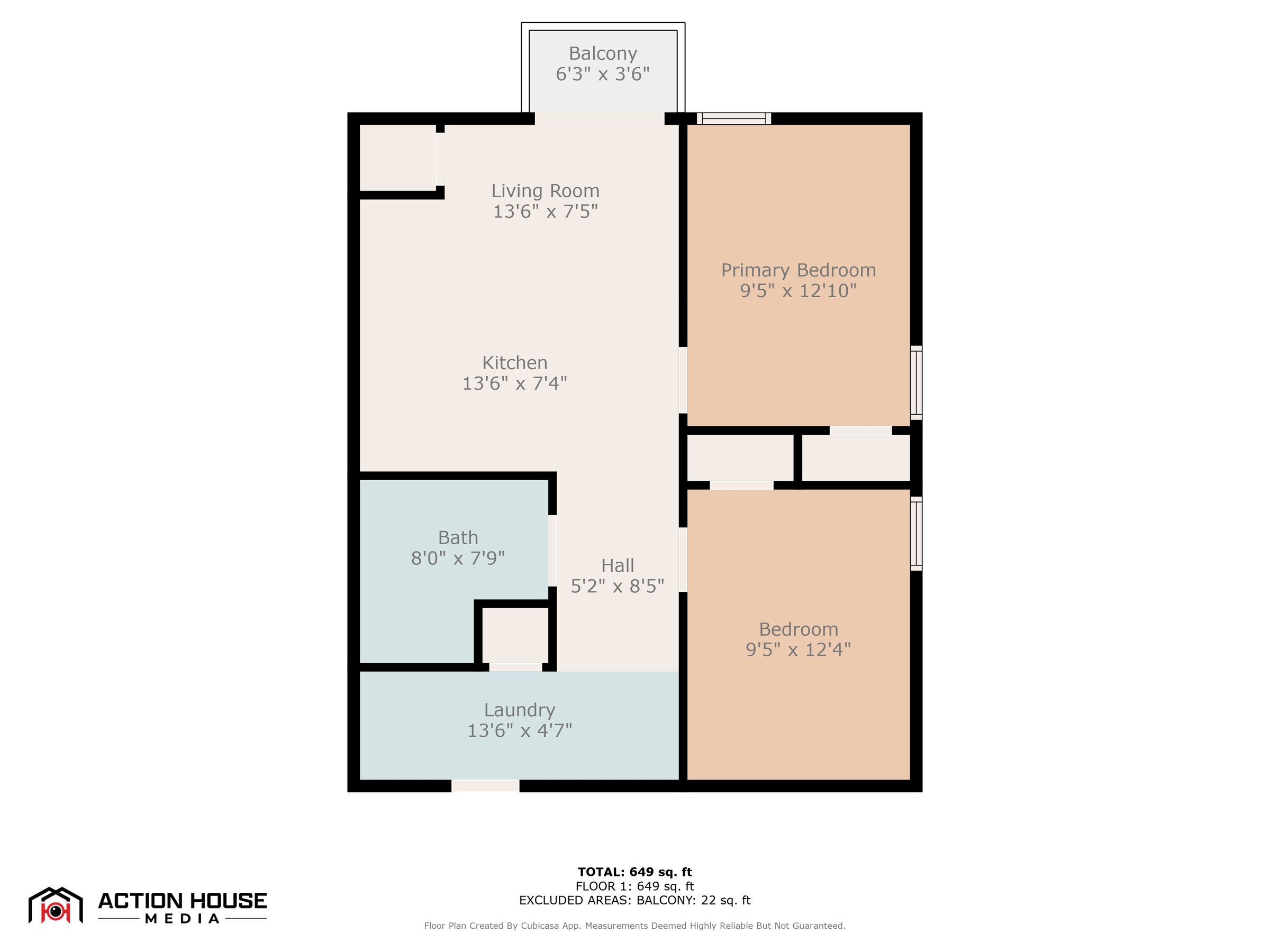 2 bedrooms · 1 bathroom · Floors 1–4
